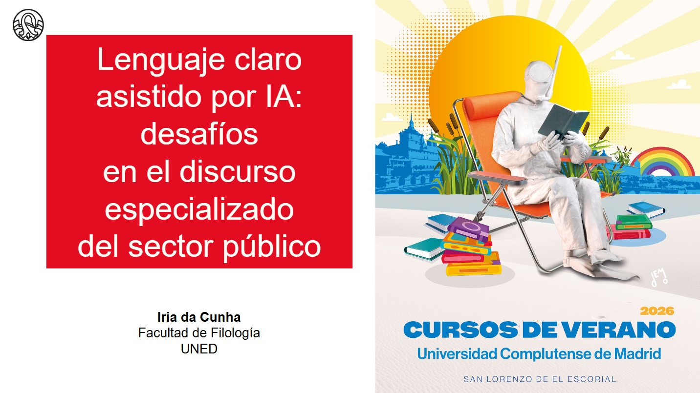 Portada o vista previa de una presentación académica sobre lenguaje claro asistido por inteligencia artificial.